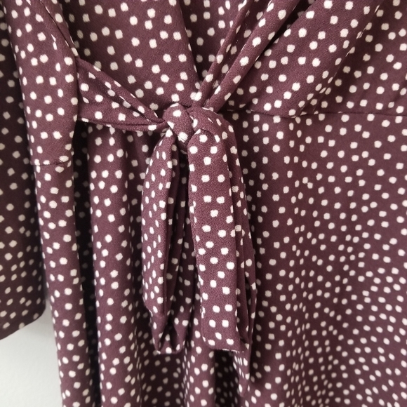 𝅺polka Dot Illusion Faux Wrap Loose Dress Lg 3/4 Sleeve - Picture 2 of 8